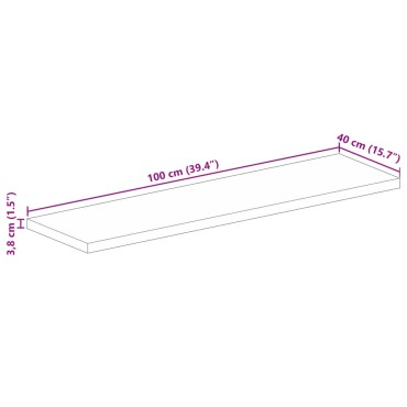 vidaXL Επιφάνεια Τραπεζιού Ορθογώνια 100x40x3,8 Μασίφ Ακατ.Ξύλο Μάνγκο 100x40x3,8cm 1 τεμ.