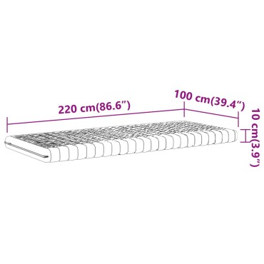 vidaXL Στρώμα Αφρού 7 Ζωνών Σκληρότητα 20 ILD Λευκό 100x220cm 1 τεμ. - Μονό