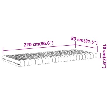 vidaXL Στρώμα Αφρού 7 Ζωνών Σκληρότητα 20 ILD Λευκό 80x220cm 1 τεμ. - Μονό