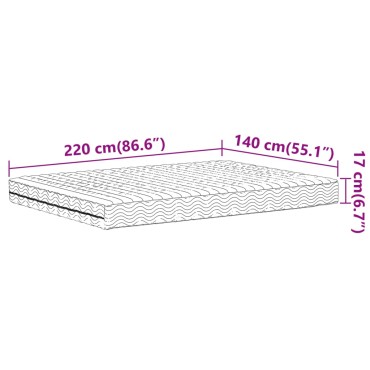 vidaXL Στρώμα Αφρού Σκληρότητα H2 H3 Λευκό 140x220cm 1 τεμ. - Διπλό