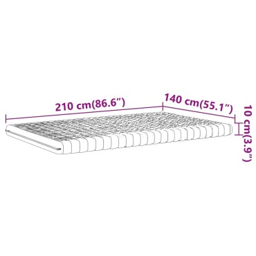 vidaXL Στρώμα Αφρού 7 Ζωνών Σκληρότητα 20 ILD Λευκό 140x210cm 1 τεμ. - Διπλό