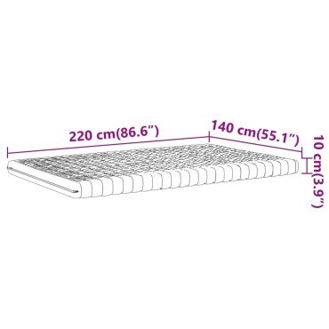 vidaXL Στρώμα Αφρού 7 Ζωνών Σκληρότητα 20 ILD Λευκό 140x220cm 1 τεμ. - Διπλό