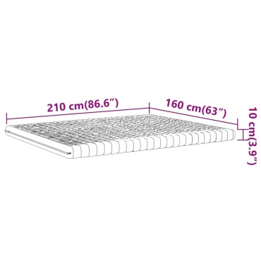 vidaXL Στρώμα Αφρού 7 Ζωνών Σκληρότητα 20 ILD Λευκό 160x210cm 1 τεμ. - Διπλό