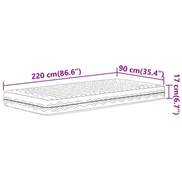 vidaXL Στρώμα Αφρού Σκληρότητα H2 H3 Λευκό 90x220cm 1 τεμ. - Μονό