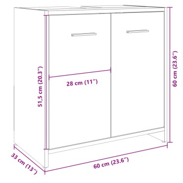 vidaXL Ντουλάπι Νιπτήρα Μπάνιου Sonoma Δρυς 60x33x60cm Επεξ. Ξύλο 1 τεμ.