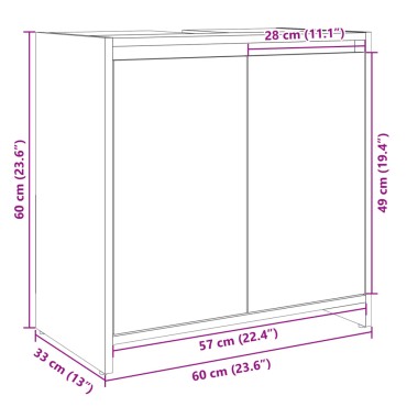 vidaXL Ντουλάπι Νιπτήρα Μπάνιου Sonoma Δρυς 60x33x60cm Επεξ. Ξύλο 1 τεμ.