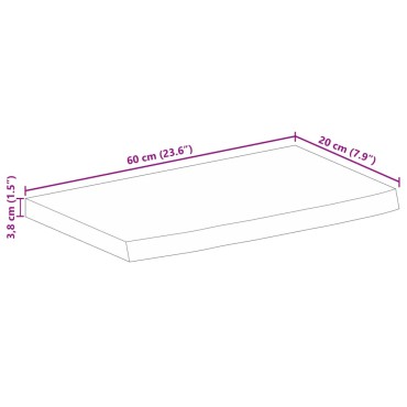 vidaXL Επιφάνεια Τραπεζιού 60x20x3,8cm Live Edge Μασίφ Ξύλο Μάνγκο 1 τεμ.