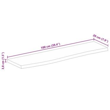 vidaXL Επιφάνεια Τραπεζιού 100x20x3,8cm Live Edge Μασίφ Ξύλο Μάνγκο 1 τεμ.