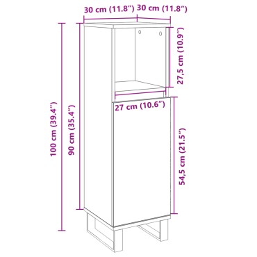 vidaXL Ντουλάπι Μπάνιου Sonoma Δρυς 30x30x100cm Επεξεργασμένο Ξύλο 1 τεμ.