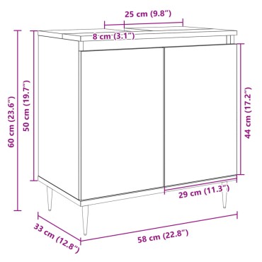 vidaXL Ντουλάπι Μπάνιου Sonoma Δρυς 58x33x60cm από Επεξεργ. Ξύλο