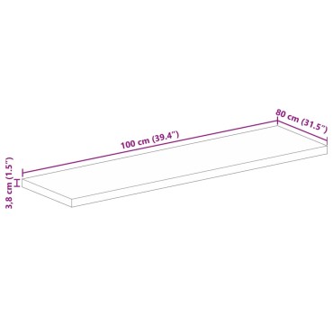 vidaXL Επιφάνεια Τραπεζιού Ορθογώνια 100x80x3,8cm Μασίφ Ξύλο Μάνγκο 1 τεμ.