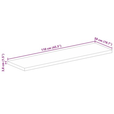 vidaXL Επιφάνεια Τραπεζιού Ορθογώνια 110x50x3,8cm Μασίφ Ξύλο Μάνγκο 1 τεμ.