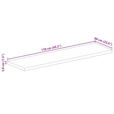 vidaXL Επιφάνεια Τραπεζιού Ορθογώνια 110x60x3,8cm Μασίφ Ξύλο Μάνγκο 1 τεμ.