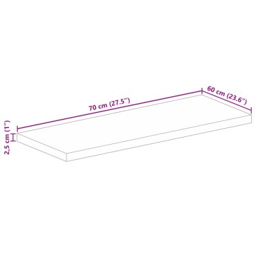 vidaXL Επιφάνεια Τραπεζιού Ορθογώνια 70x60x2,5cm Μασίφ Ξύλο Μάνγκο 1 τεμ.