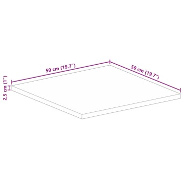 vidaXL Επιφάνεια Τραπεζιού Τετράγωνη 50x50x2,5cm Μασίφ Ξύλο Μάνγκο 1 τεμ.