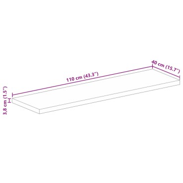 vidaXL Επιφάνεια Τραπεζιού Ορθογώνια 110x40x3,8cm Μασίφ Ξύλο Μάνγκο 1 τεμ.