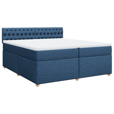 vidaXL Κρεβάτι Boxspring με Στρώμα Μπλε 200x200cm Υφασμάτινο 1 τεμ. - Διπλό