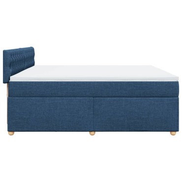 vidaXL Κρεβάτι Boxspring με Στρώμα Μπλε 200x200cm Υφασμάτινο 1 τεμ. - Διπλό