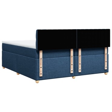 vidaXL Κρεβάτι Boxspring με Στρώμα Μπλε 200x200cm Υφασμάτινο 1 τεμ. - Διπλό