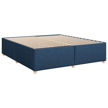 vidaXL Κρεβάτι Boxspring με Στρώμα Μπλε 200x200cm Υφασμάτινο 1 τεμ. - Διπλό