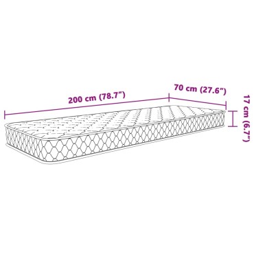 vidaXL Στρώμα με Αφρό Μνήμης Λευκό 70x200x17cm 1 τεμ. - Μονό