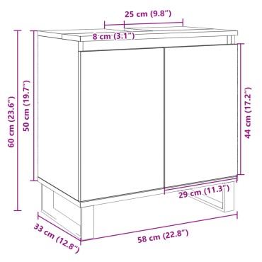 vidaXL Ντουλάπι Μπάνιου Sonoma Δρυς 58x33x60cm από Επεξεργ. Ξύλο