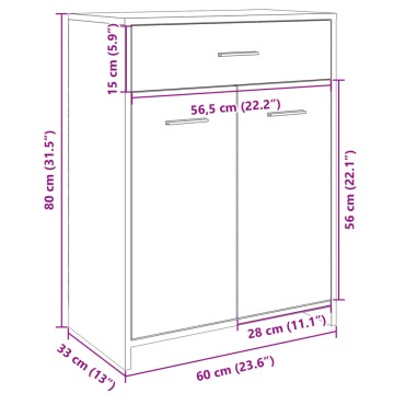 vidaXL Ντουλάπι Μπάνιου Sonoma Δρυς 60x33x80cm από Επεξ. Ξύλο