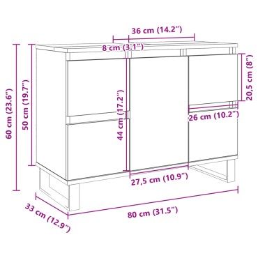 vidaXL Ντουλάπι Μπάνιου Sonoma Δρυς 80x33x60cm από Επεξεργ. Ξύλο