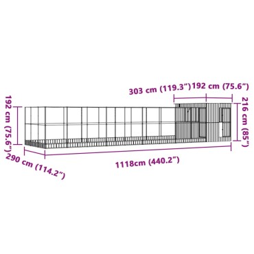 vidaXL Κλουβί με Επέκταση Ασημένιο 1118x303x216 εκ. Ατσάλινο