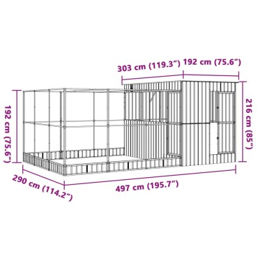 vidaXL Κλουβί με Επέκταση Ασημένιο 497x303x216 εκ. Ατσάλινο