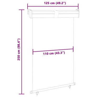 vidaXL Σκίαστρο Βεράντας Πλαϊνό Γκρι 125 x 250 εκ.