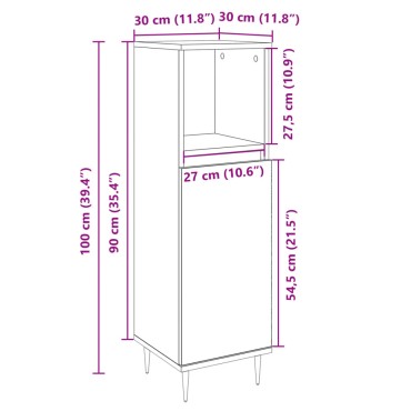 vidaXL Ντουλάπι Μπάνιου Sonoma Δρυς 30x30x100cm Επεξεργασμένο Ξύλο