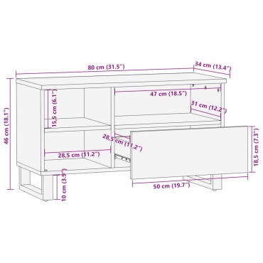 vidaXL Έπιπλο Τηλεόρασης 80x34x46cm από Μασίφ Ξύλο Ακακίας 1 τεμ.