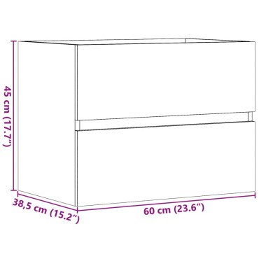 vidaXL Ντουλάπι Μπάνιου Γκρι Σκυροδέματος 60x38,5x45cm Επεξ. Ξύλο