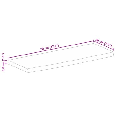 vidaXL Επιφάνεια Τραπεζιού 70x20x3,8cm Live Edge Μασίφ Ξύλο Μάνγκο 1 τεμ.