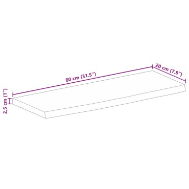 vidaXL Επιφάνεια Τραπεζιού 80x20x2,5cm Live Edge Μασίφ Ξύλο Μάνγκο 1 τεμ.