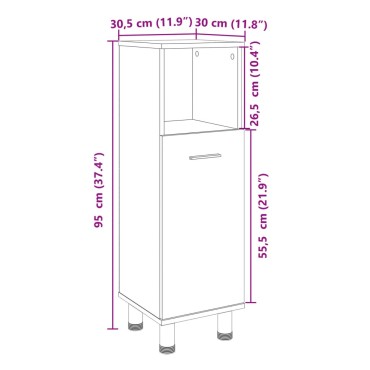 vidaXL Ντουλάπι Μπάνιου Sonoma Δρυς 30,5x30x95cm Επεξεργασμένο Ξύλο