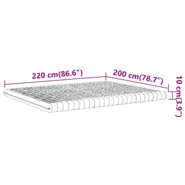 vidaXL Στρώμα Αφρού 7 Ζωνών Σκληρότητα 20 ILD Λευκό 200x220cm 1 τεμ. - Διπλό