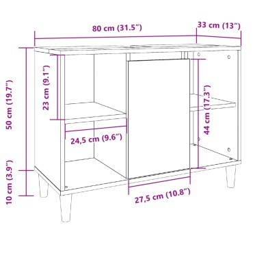 vidaXL Ντουλάπι Μπάνιου Sonoma Δρυς 80x33x60cm από Επεξεργ. Ξύλο 1 τεμ.