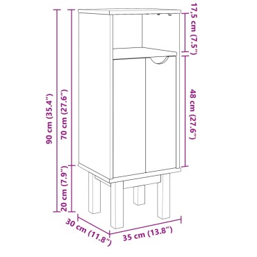 vidaXL Ντουλάπι Μπάνιου OTTA 35x30x90cm Μασίφ Ξύλο Πεύκου