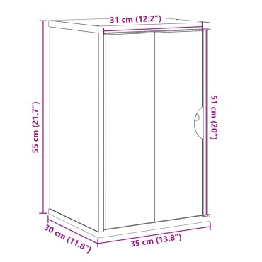 vidaXL Ντουλάπι Μπάνιου Επιτοίχιο OTTA 35x30x55cm Μασίφ Ξύλο Πεύκου