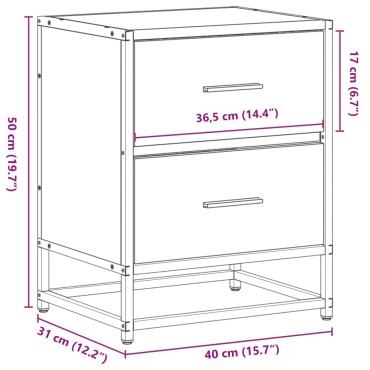 vidaXL Κομοδίνα 2 τεμ. Καφέ Δρυς 40x31x50cm από Επεξεργασμένο Ξύλο