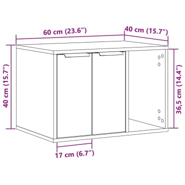 vidaXL Τουαλέτα Γάτας Περίφραξη Sonoma Δρυς 60x40x40εκ Επεξεργασμ Ξύλο