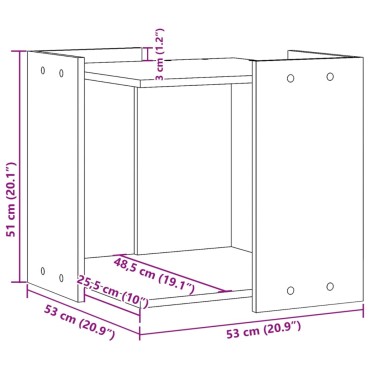 vidaXL Τουαλέτα Γάτας Περίφραξη Sonoma Δρυς 53x53x51εκ Επεξεργασμ Ξύλο