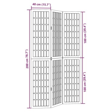 vidaXL Διαχωριστικό Χώρου με 3 Πάνελ Λευκό από Μασίφ Ξύλο Παυλώνιας 1 τεμ.