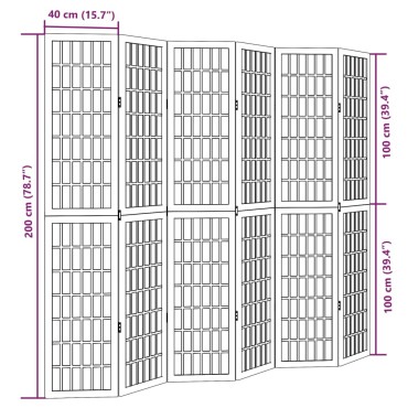 vidaXL Διαχωριστικό Χώρου με 6 Πάνελ Λευκό από Μασίφ Ξύλο Παυλώνιας 1 τεμ.
