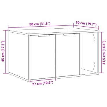 vidaXL Τουαλέτα Γάτας Περίφραξη Καπνιστή Δρυς 80x50x45 εκ. Επεξ. Ξύλο