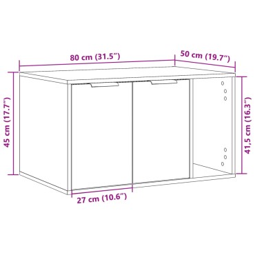 vidaXL Τουαλέτα Γάτας Περίφραξη Sonoma Δρυς 80x50x45εκ Επεξεργασμ Ξύλο