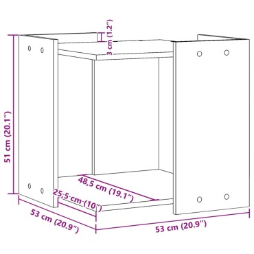 vidaXL Τουαλέτα Γάτας Περίφραξη Γκρι Σκυρ. 53x53x51εκ Επεξεργασμ. Ξύλο