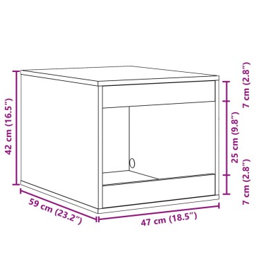 vidaXL Τουαλέτα Γάτας Περίφραξη Γκρι Σκυρ. 47x59x42εκ Επεξεργασμ. Ξύλο